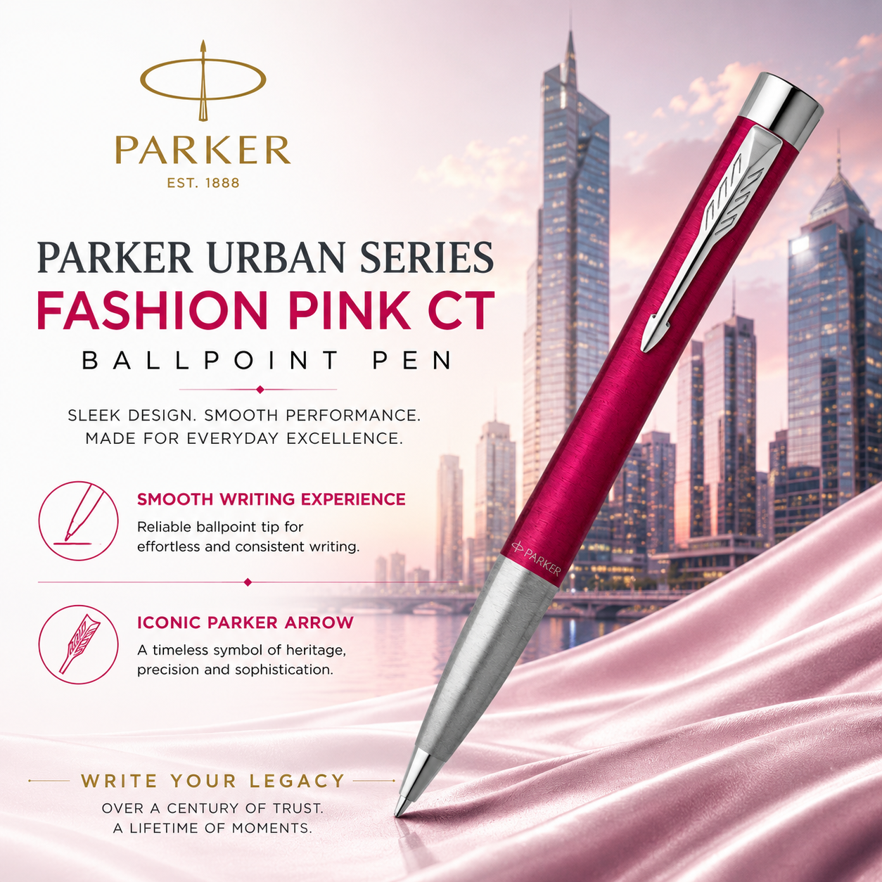 Parker Urban Metal Series Fashion Pink CT Ballpoint Pen