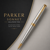 Parker Sonnet Ballpoint Pen – Stainless Steel with Gold Trim | Premium Ballpoint Pen