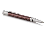 Parker Duofold Prestige Burgundy Chevron CT Ballpoint Pen – Palladium-Plated Trim