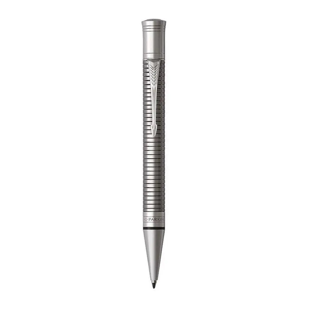 Parker Duofold Prestige Ruthenium Chiselled CT Ballpoint Pen – Ruthenium-Plated with Palladium Trim