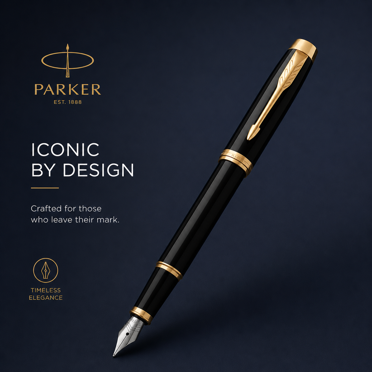 Parker IM Black Lacquer with Gold Trim Fountain Pen
