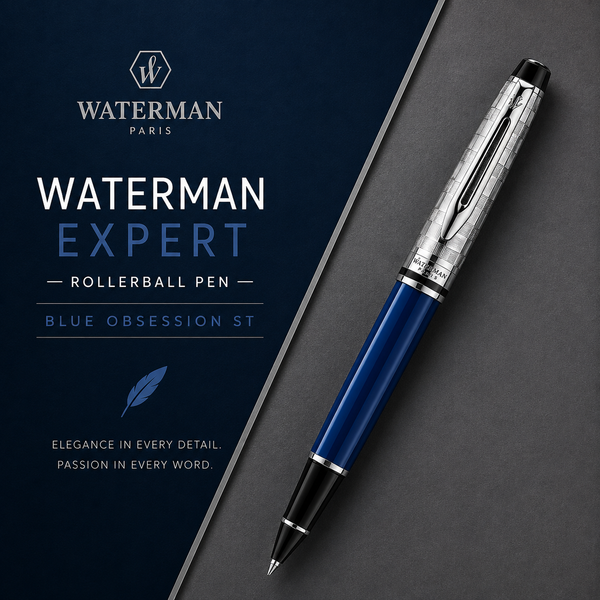 Waterman Expert Blue Obsession ST Rollerball Pen – Premium Writing Instrument
