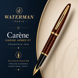 Waterman Carène Fountain Pen – Marine Amber with Gold Trim (18K Gold Nib)