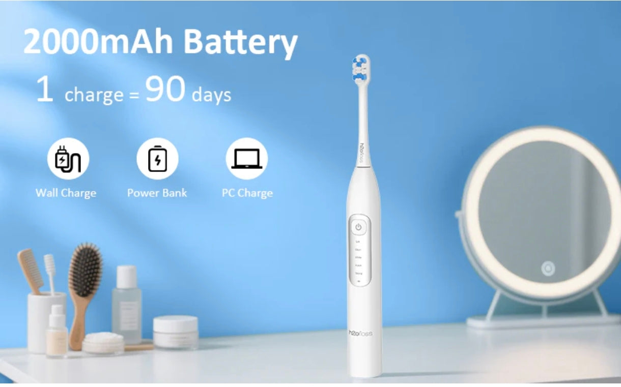 H2OFloss BT-02 Sonic Electric Toothbrush – 5 Modes | USB-C Rechargeable | IPX7 Waterproof
