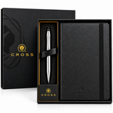 Cross Click Chrome Ballpoint Pen & A5 Notebook Gift Set - Black
