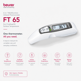 Beurer FT 65 6-in-1 Multifunction Infrared Thermometer | Ear, Forehead & Surface Temperature