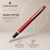 Sheaffer VFM 9403 Fountain Pen – Excessive Red with Nickel Plate Trim