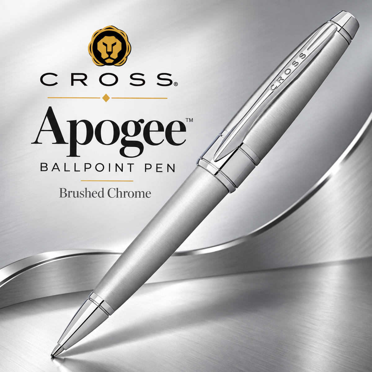Cross Apogee Ballpoint Pen – Brushed Chrome (Medium Nib)