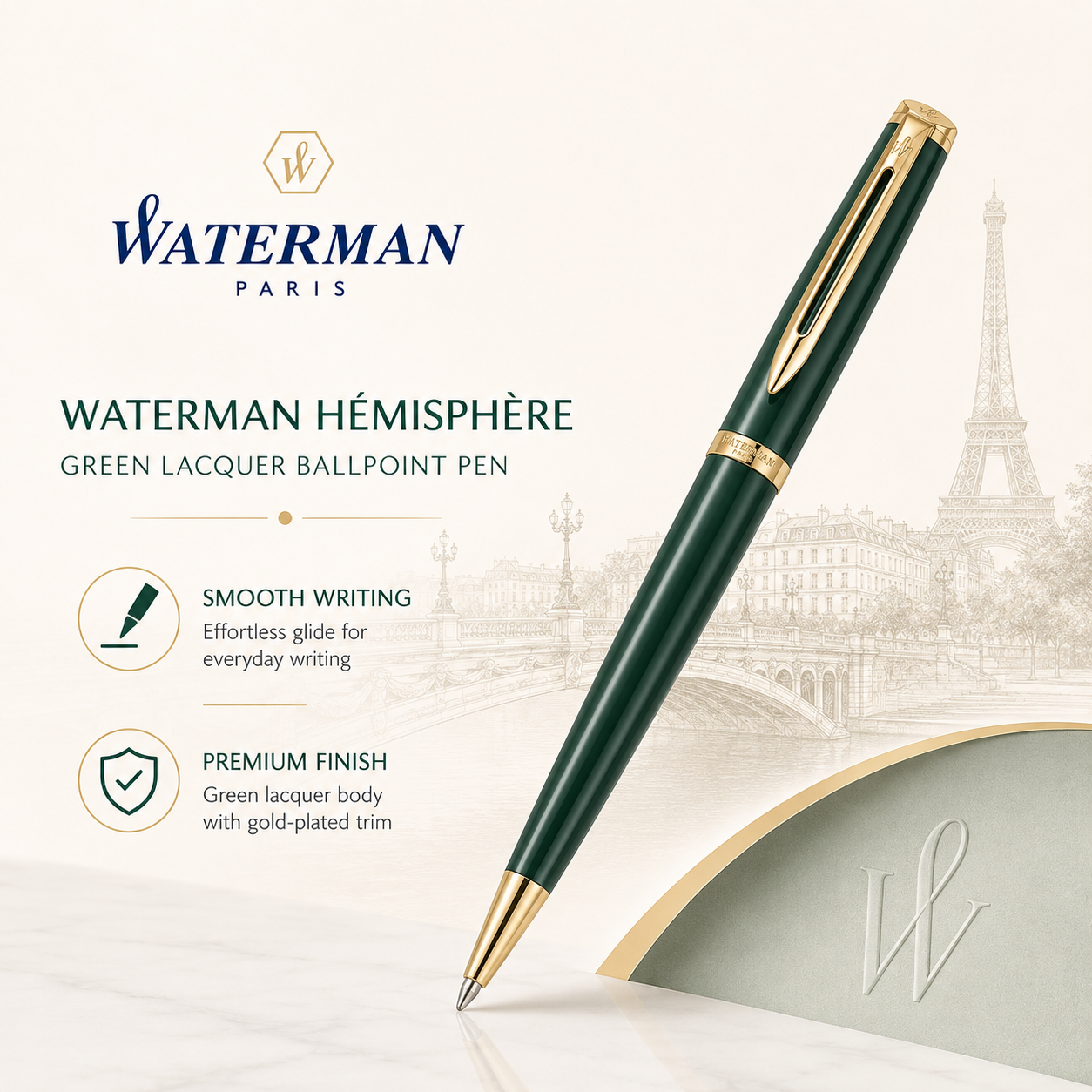 Waterman Hémisphère Green Lacquer Ballpoint Pen