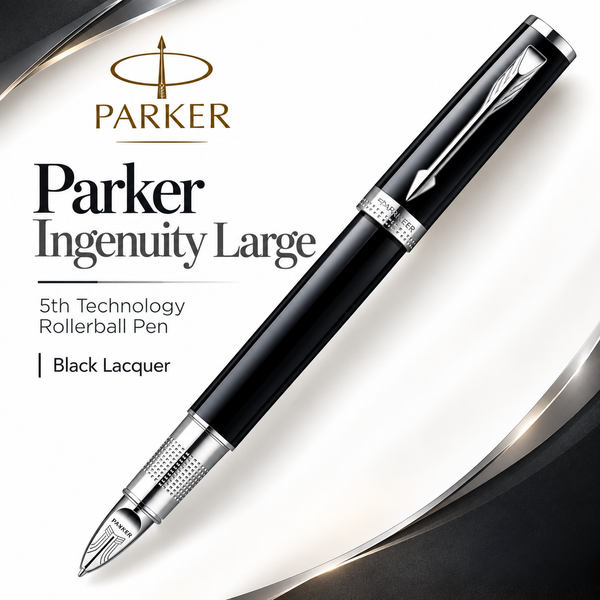 Parker Ingenuity Large 5th Technology Rollerball Pen | Black Lacquer CT, Fine