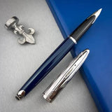 Waterman Carène Fountain Pen – Blue with Stainless Steel Trim (18K Gold Nib)