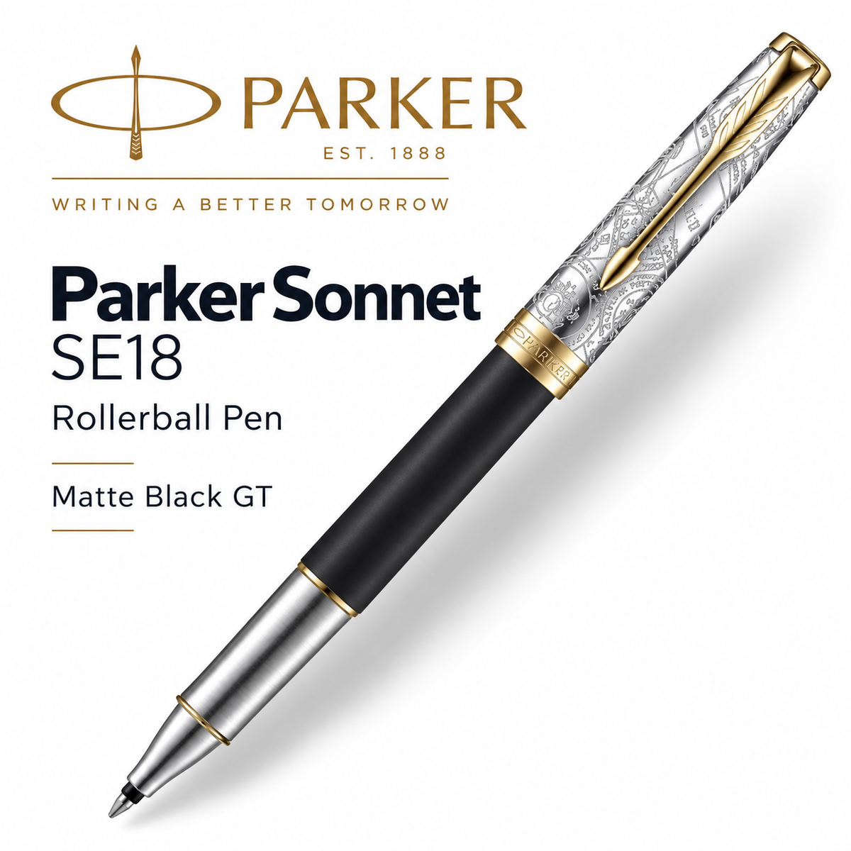 Parker Sonnet SE18 Matte Black GT Rollerball Pen