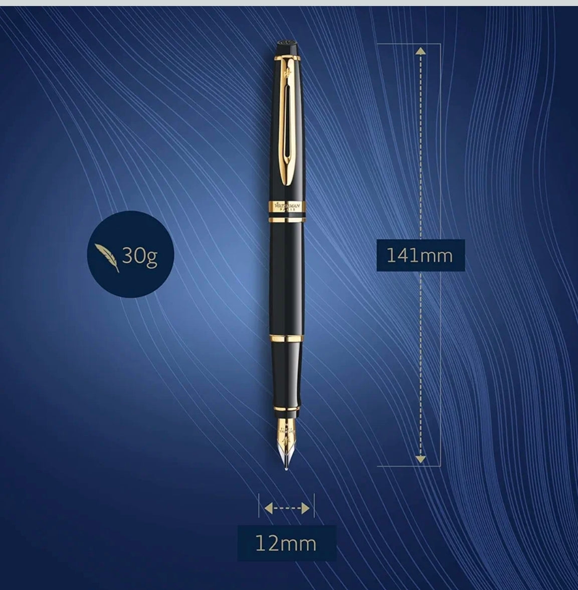 Waterman Expert Black GT Fountain Pen – Premium Writing Instrument