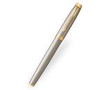 Parker IM Premium Fountain Pen – Warm Silver Champagne Diamond Pattern Gold Trim