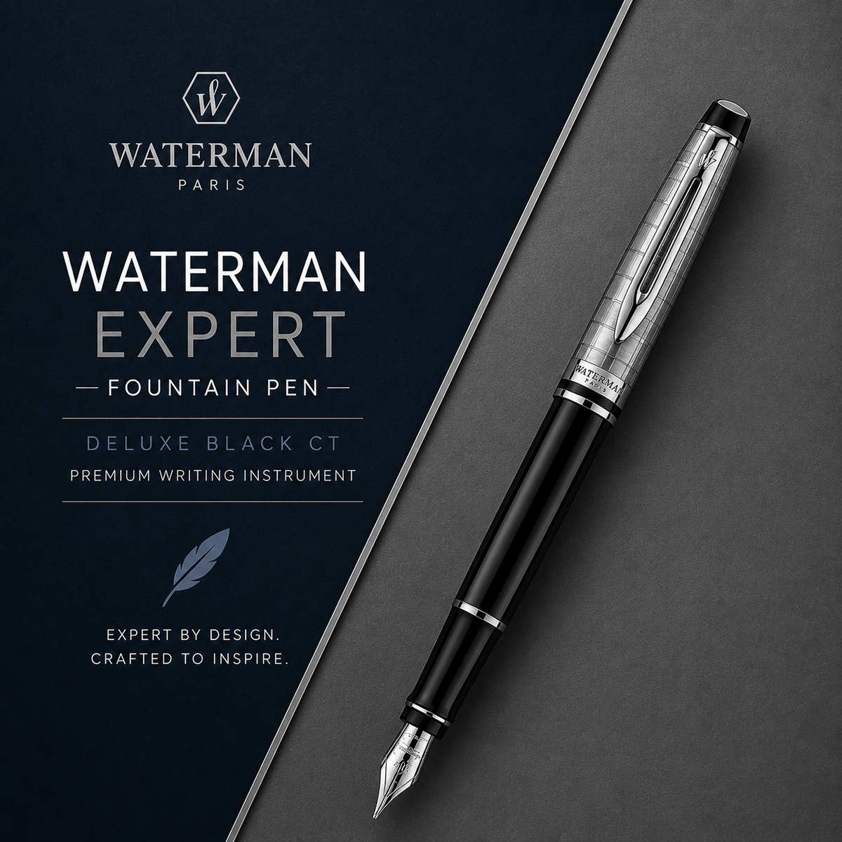 Waterman Expert Deluxe Black CT Fountain Pen – Premium Writing Instrument