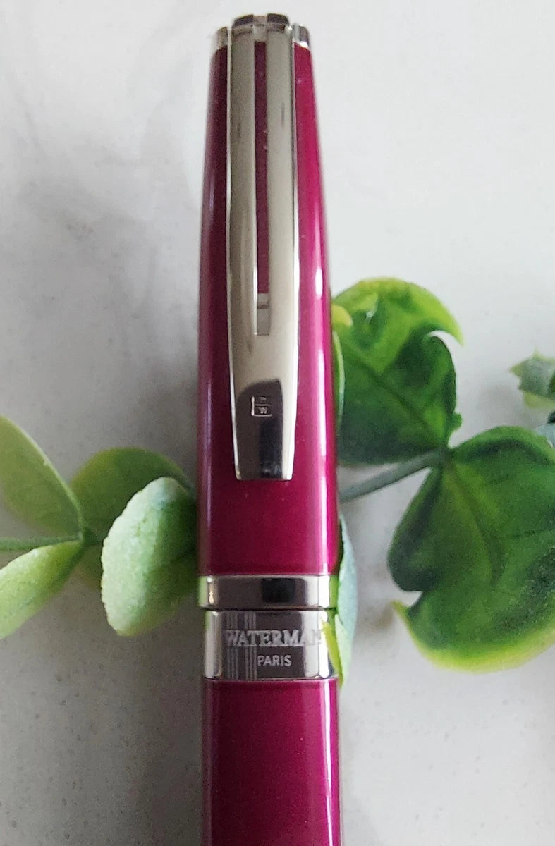 Waterman Exception Slim Ballpoint Pen – Raspberry & Silver Trim | Refurbished