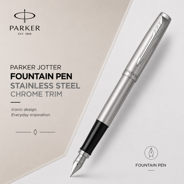 Parker Jotter Stainless Steel Chrome Trim Fountain Pen