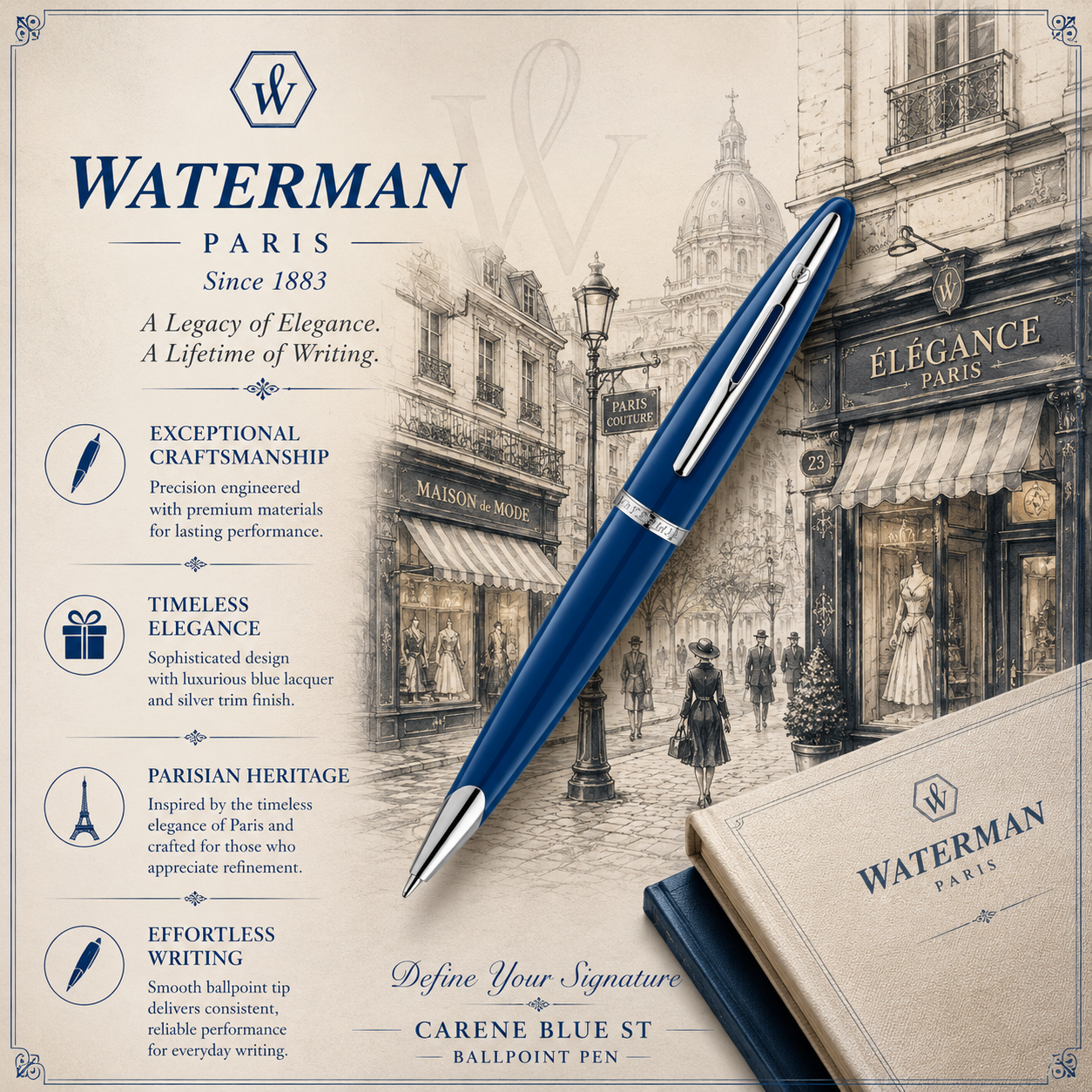 Waterman Carène Blue ST Ballpoint Pen