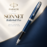 Parker Sonnet Rollerball Pen – Blue Lacquer Palladium Trim