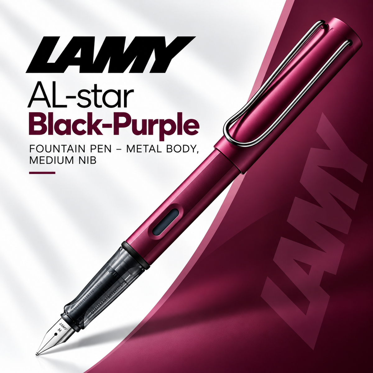 Lamy AL-star Black Purple Fountain Pen – Medium Nib