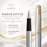 Parker Jotter Stainless Steel Gold Trim Fountain Pen