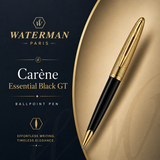 Waterman Carène Essential Black GT Ballpoint Pen – 23K Gold-Plated Trim