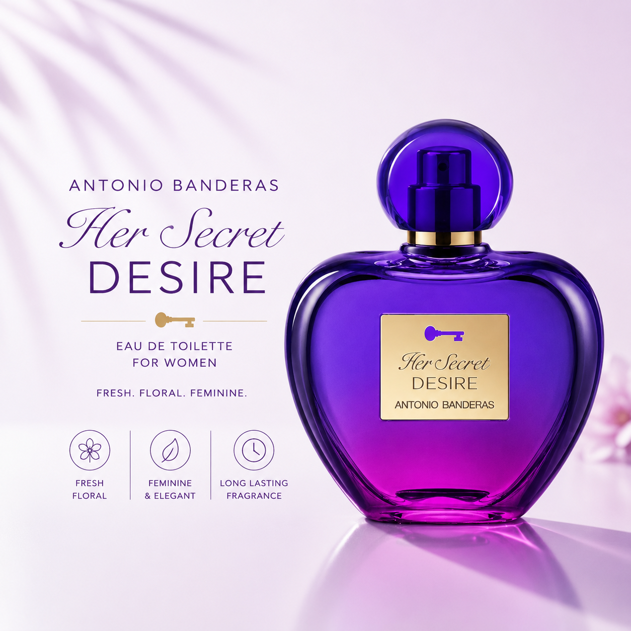 Antonio Banderas Her Secret Desire EDT for Women – 80ml | Fresh Floral Fragrance