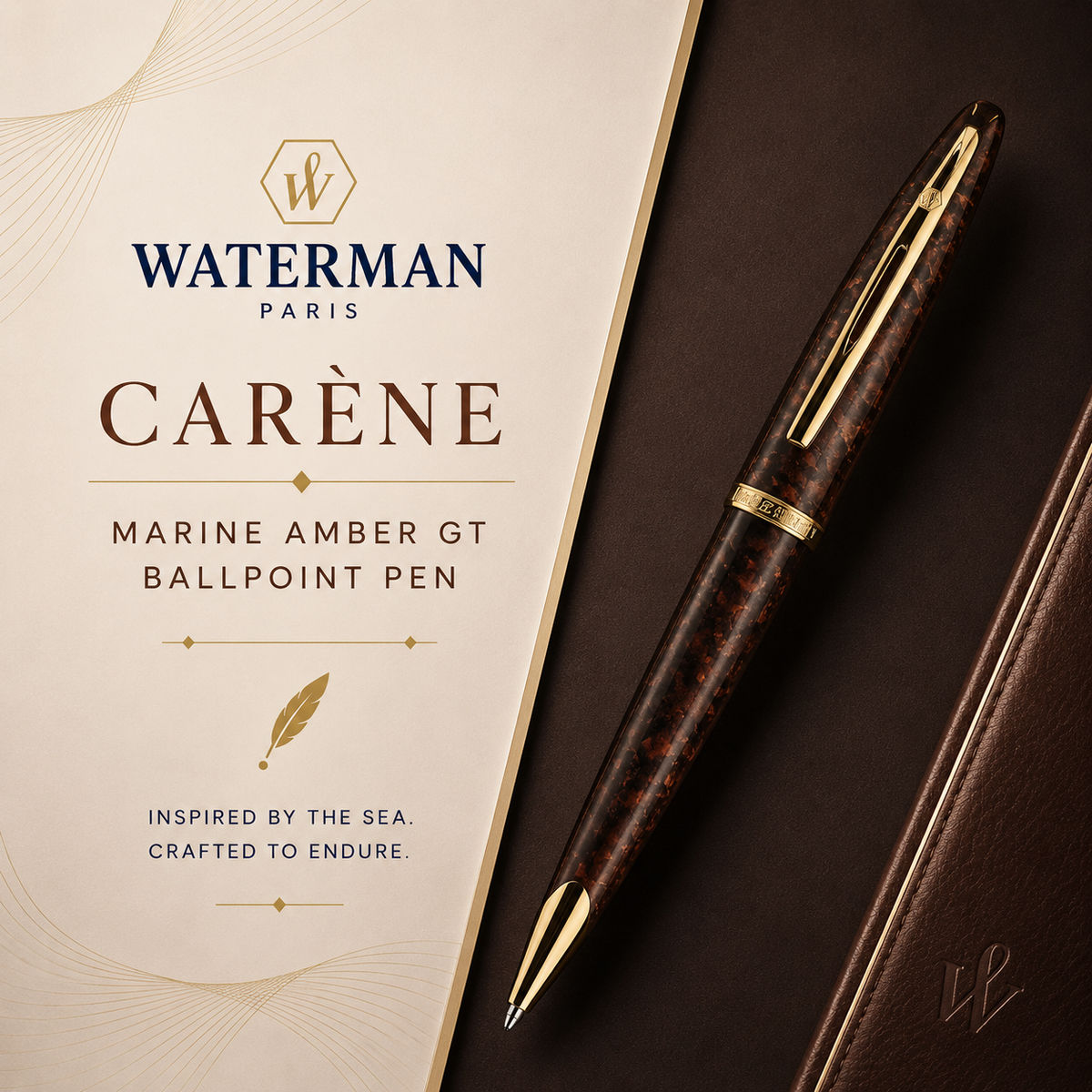 Waterman Carène Ballpoint Pen – Marine Amber with Gold Trim