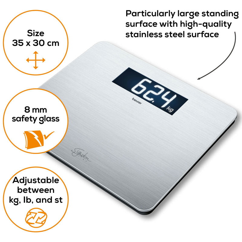Beurer GS 405 digital bathroom scale, stainless steel weighing scale, additional view 4