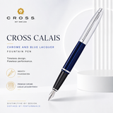 Cross Calais Chrome and Blue Lacquer Fountain Pen