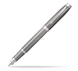Parker IM Fountain Pen Grey Chrome – Fine Nib, Blue Ink