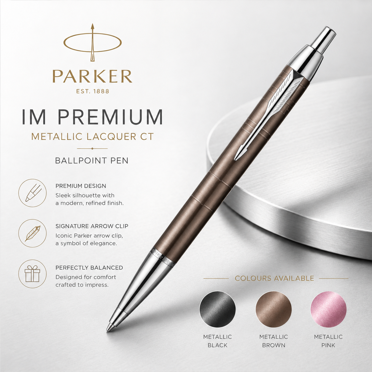 Parker IM Premium Metallic Ballpoint Pen – Luxury Metal Finish