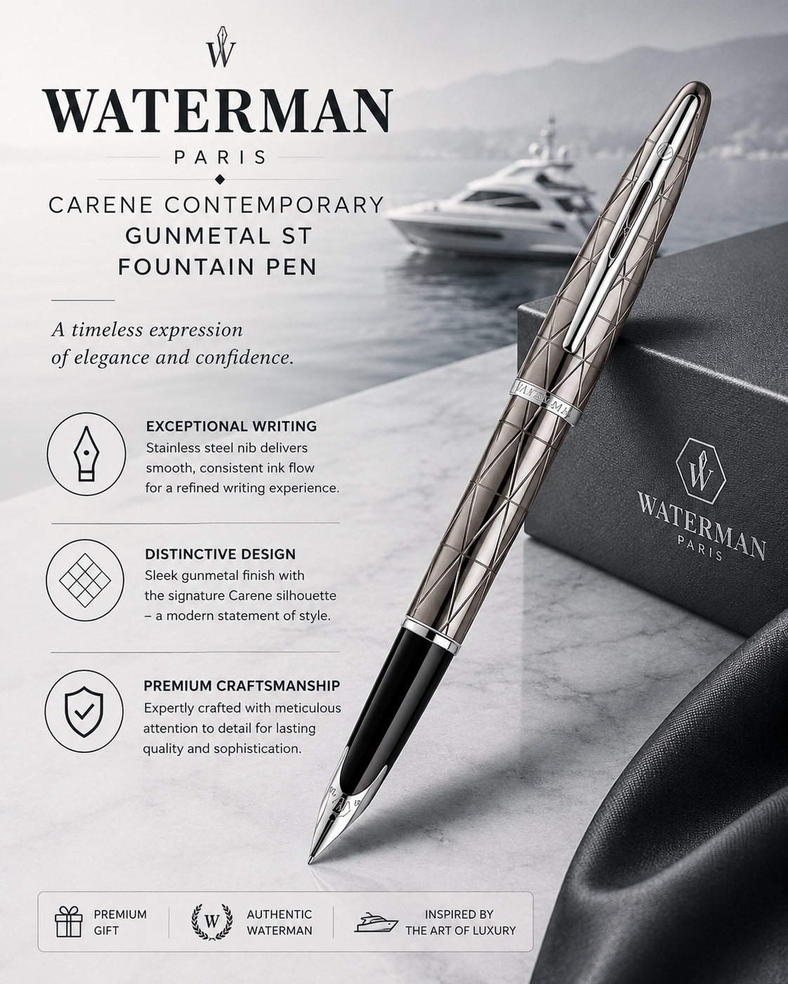 Waterman Carène Contemporary Gunmetal ST Fountain Pen