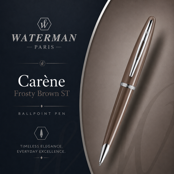 Waterman Carène Ballpoint Pen – Frosty Brown with Stainless Steel Trim