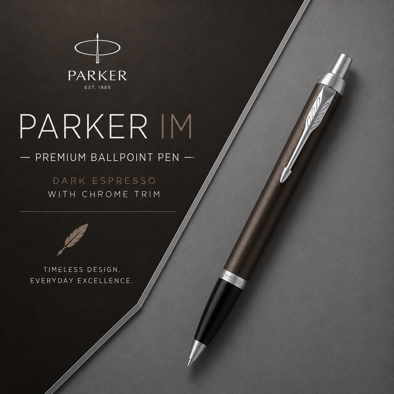 Parker IM Premium Ballpoint Pen – Dark Espresso with Chrome Trim | Premium Ballpoint Pen