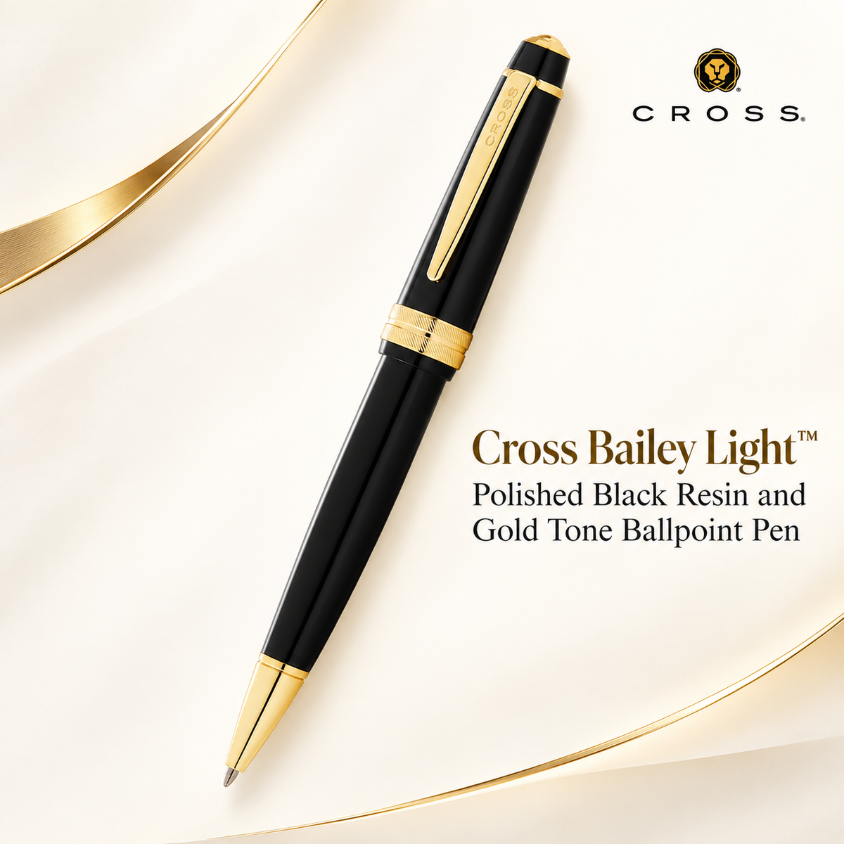 Cross 2-Piece Corporate Gift Set – Bailey Light Pen & Wallet, Gold Tone