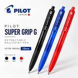 Pilot Super Grip G Retractable Ballpoint Pen – Extra Broad 1.0mm (Black Blue & Red)