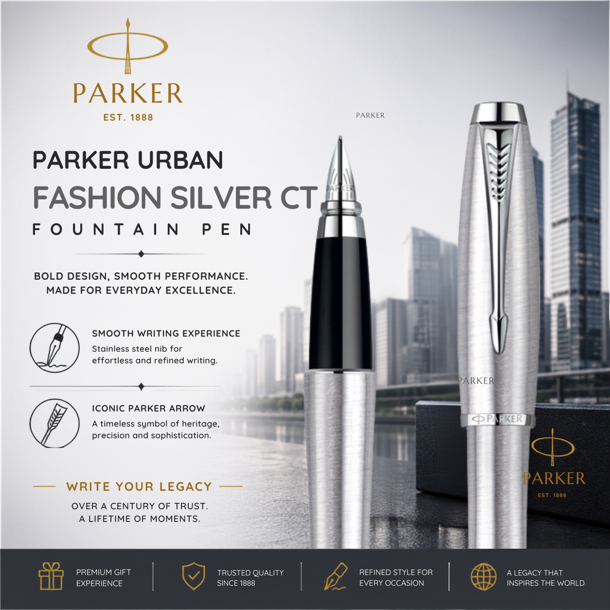 Parker Urban Fashion Silver CT Fountain Pen