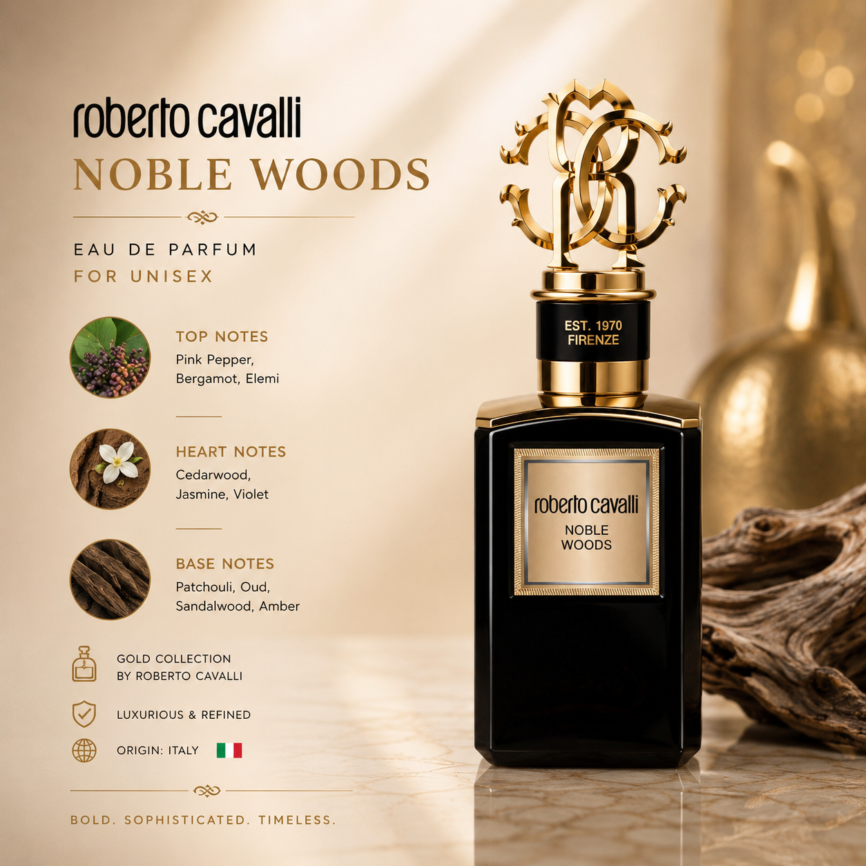 Roberto Cavalli Gold Collection Noble Woods Eau de Parfum 100ml