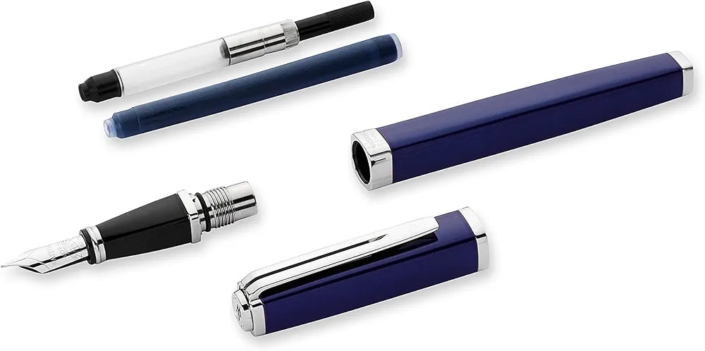 Waterman Exception Slim Blue Fountain Pen | Silver Trim | New | Minor Cosmetic Scratch