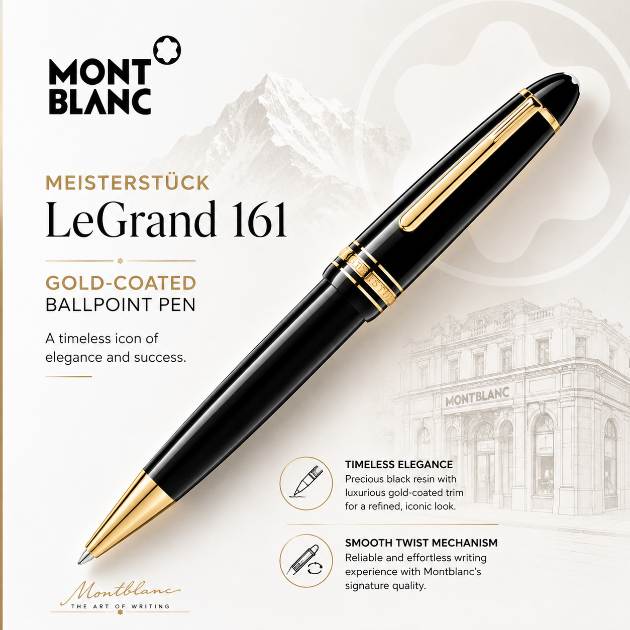 Montblanc Meisterstück LeGrand 161 Gold-Coated Ballpoint Pen