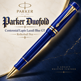 Parker Duofold Centennial Lapis Lazuli Blue GT Rollerball Pen – Gold-Plated Trim
