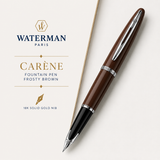 Waterman Carène Fountain Pen – Frosty Brown with Stainless Steel Trim (18K Gold Nib)