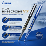 Pilot Hi-Tecpoint V7 Rollerball Pen – Blue & Black | Refillable Liquid Ink
