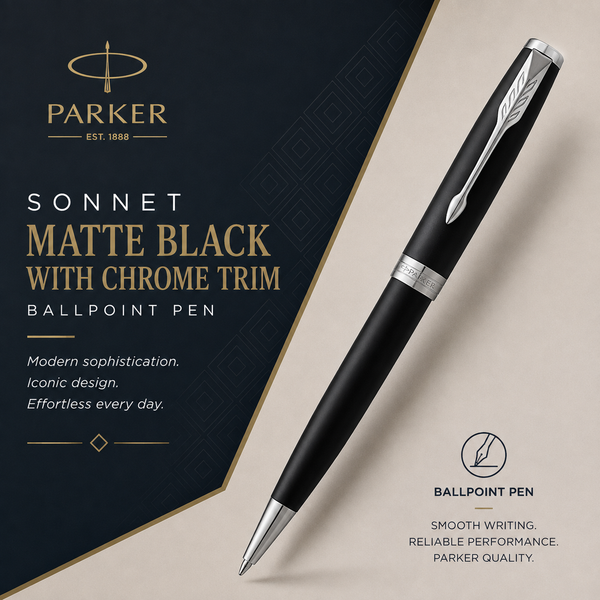 Parker Sonnet Ballpoint Pen – Matte Black with Chrome Trim