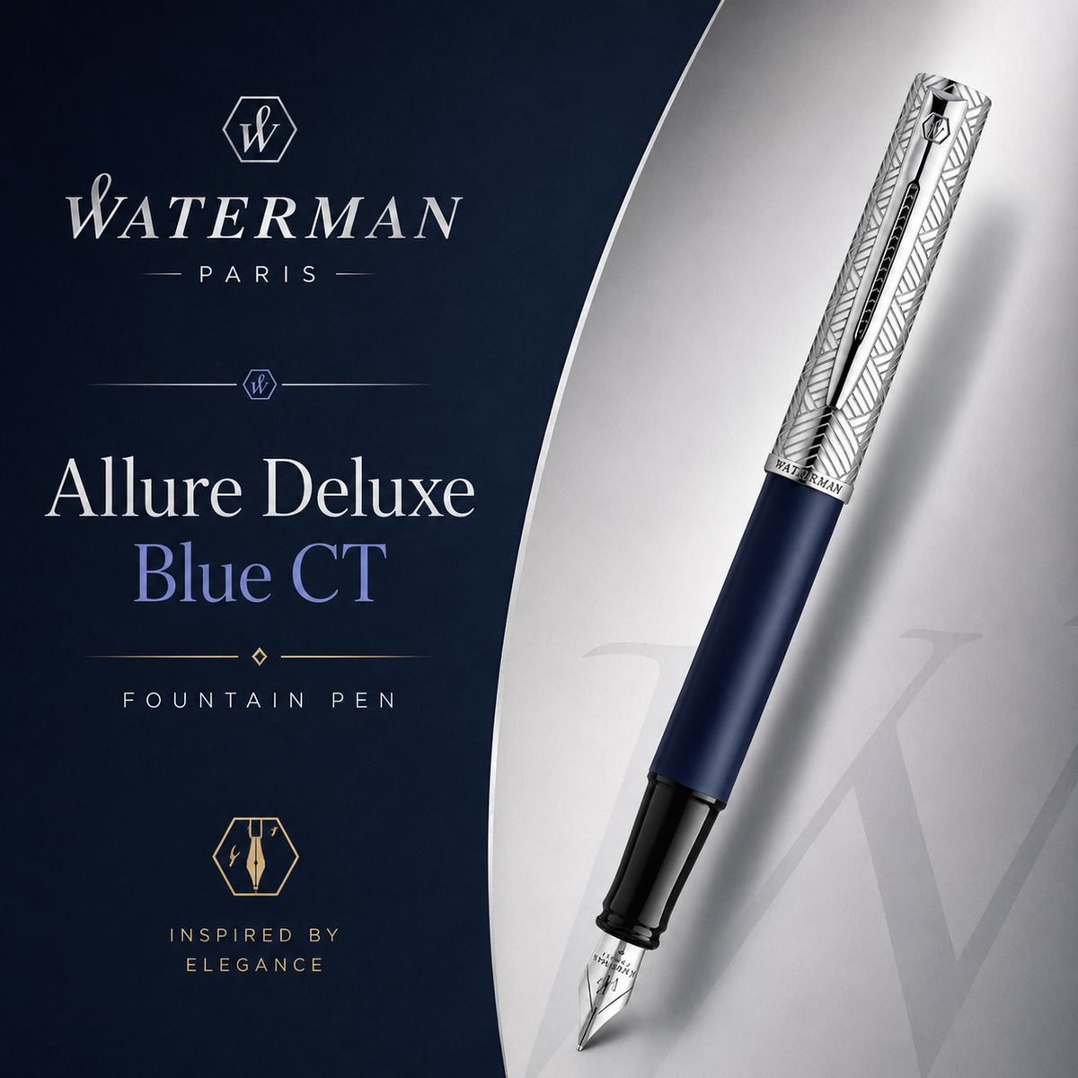Waterman Allure Deluxe Blue CT Fountain Pen – Fine Nib (F)