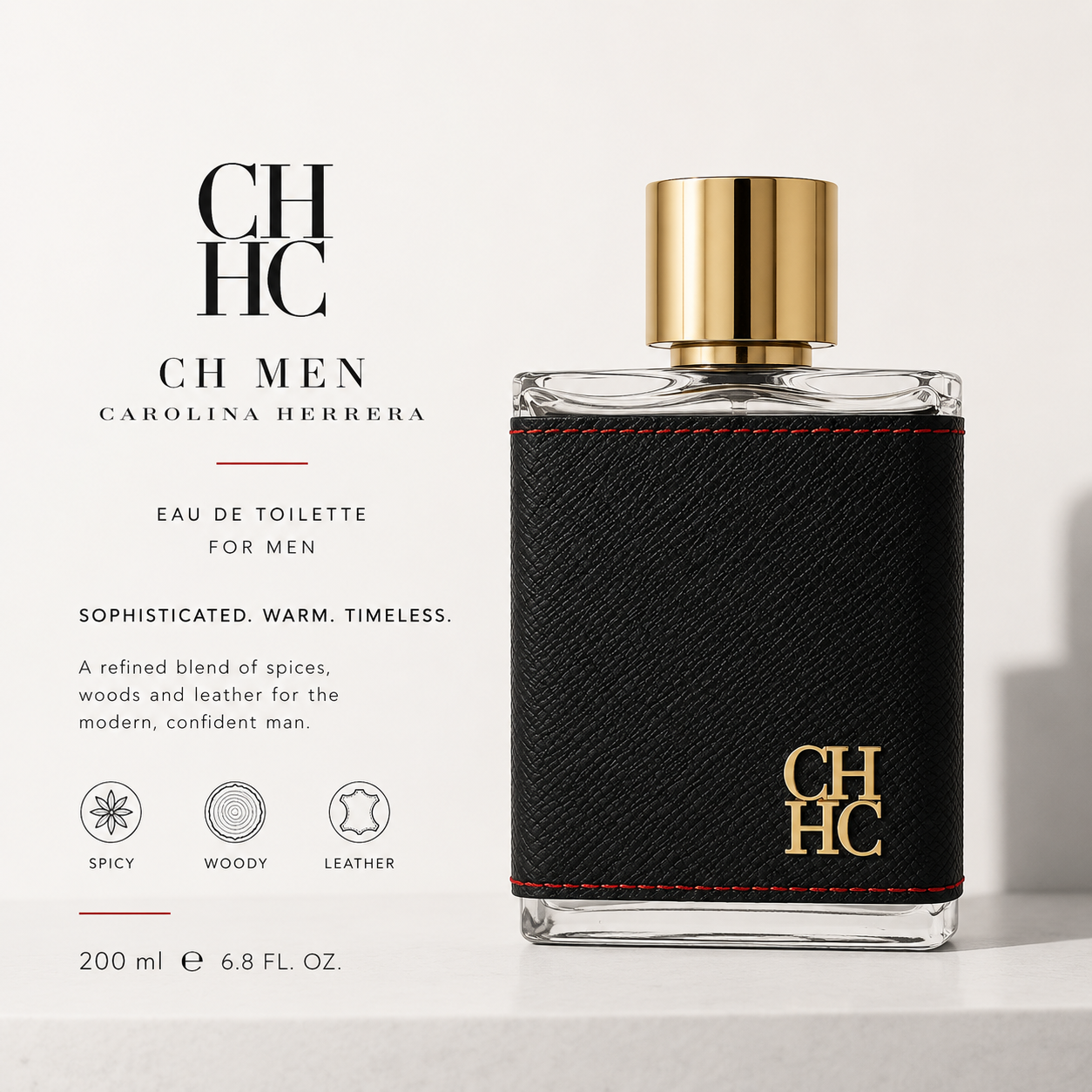 Carolina Herrera CH Men Eau de Toilette – 200ml | Oriental Spicy Fragrance