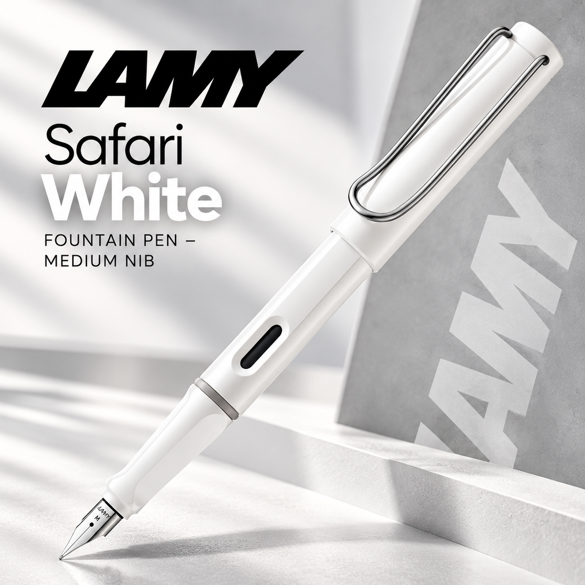 Lamy Safari White Fountain Pen – Medium Nib