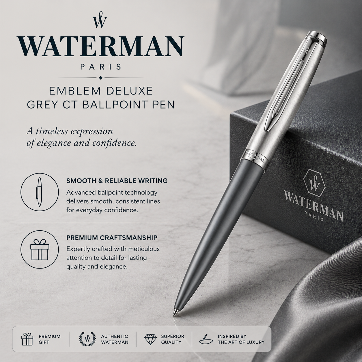 Waterman Emblem Deluxe Grey CT Ballpoint Pen