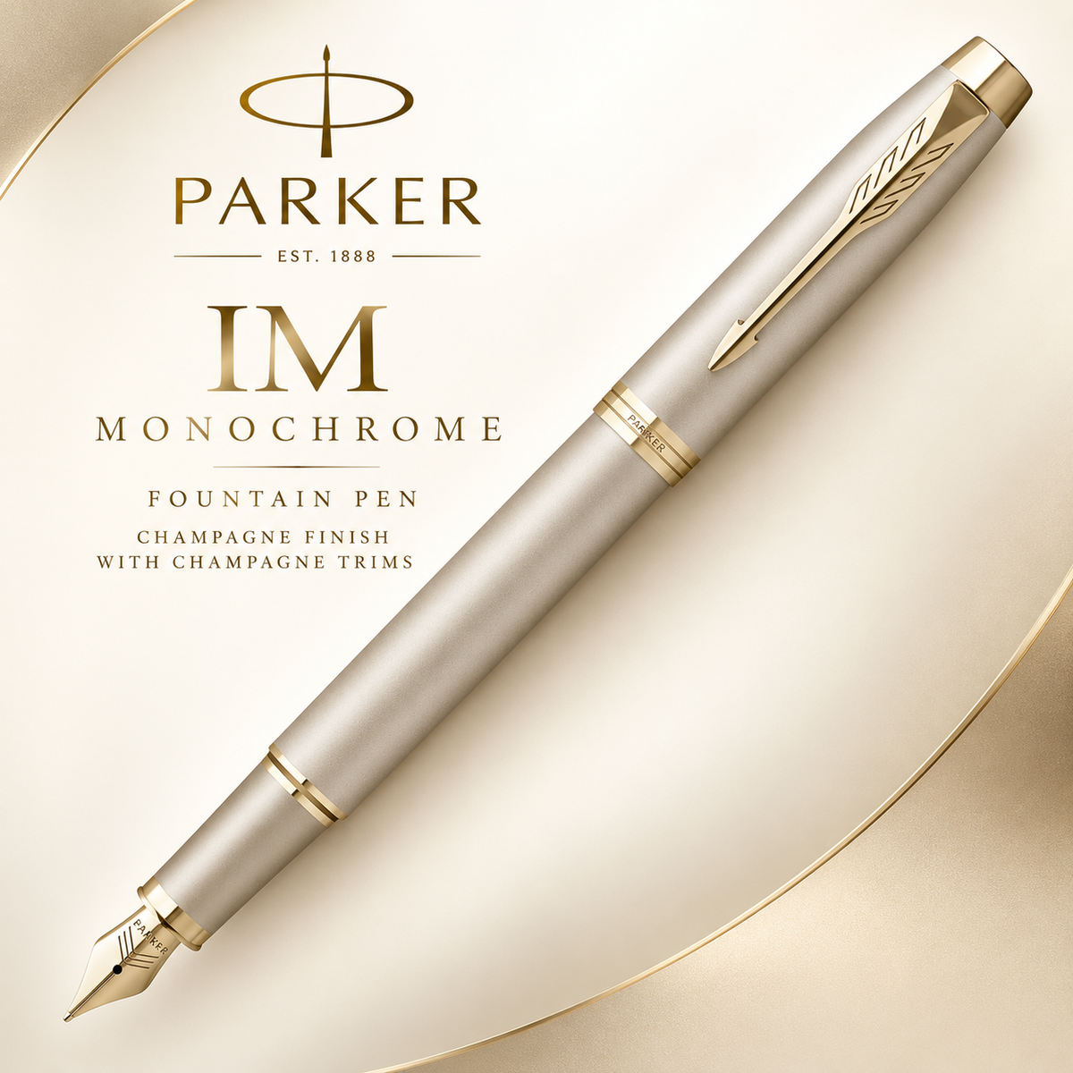 Parker IM Monochrome Fountain Pen – Champagne Finish